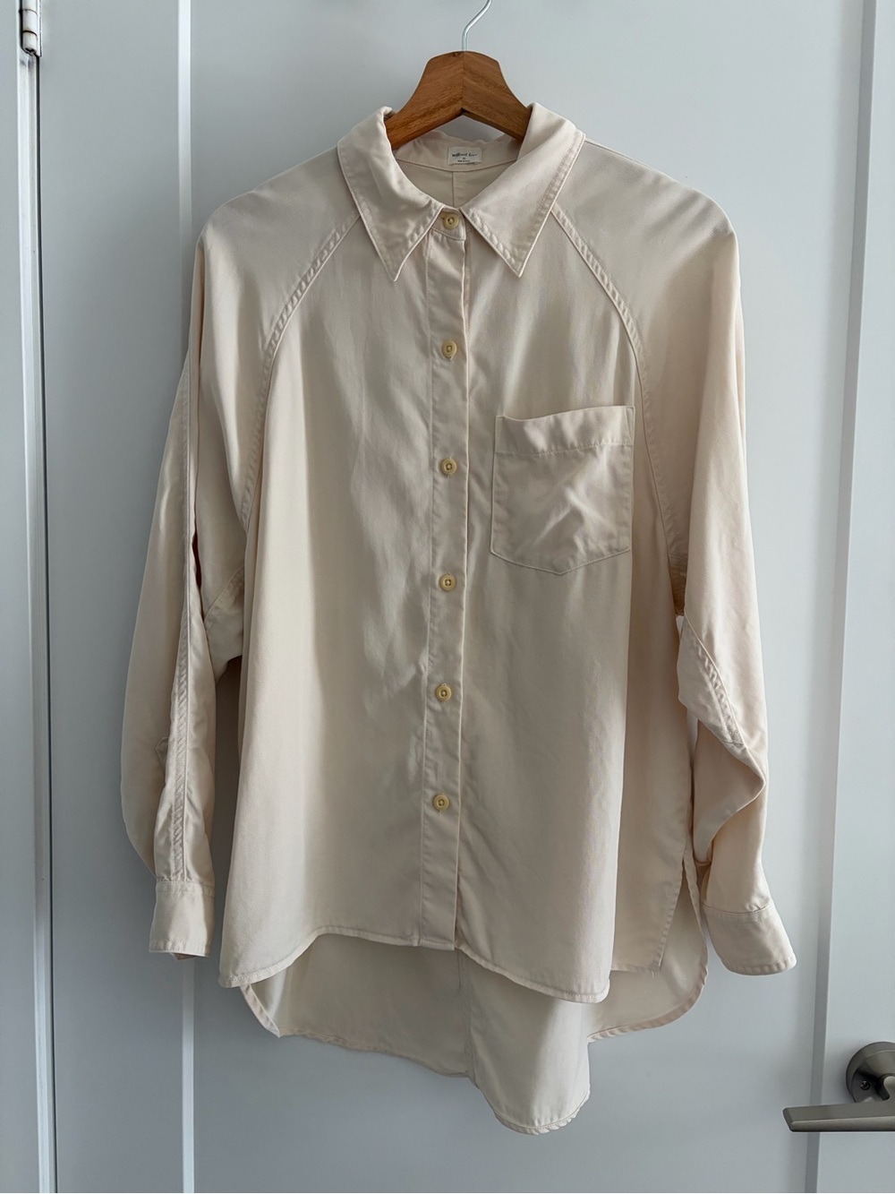 Aritzia Wilfred Free Cream Oversized Button-Down Blouse